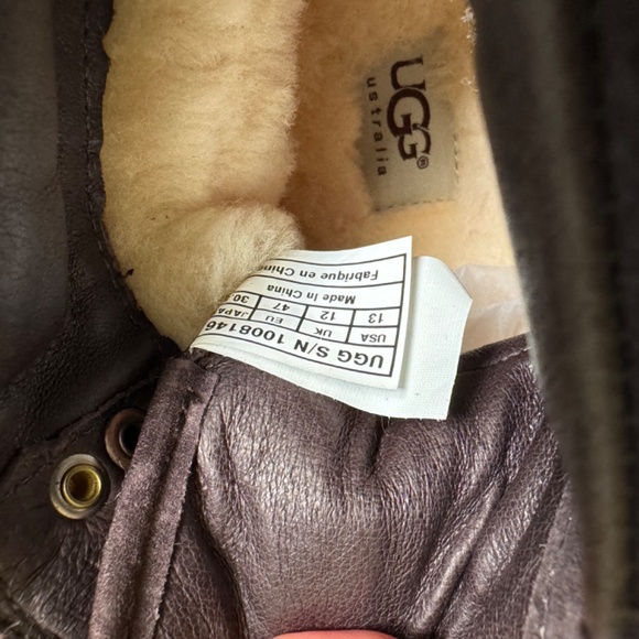 UGG SETON TL BROWN WATERPROOF LEATHER SHEEPSKIN WORK BOOTS SHOES MENS US 13 NEW - Picture 5 of 9